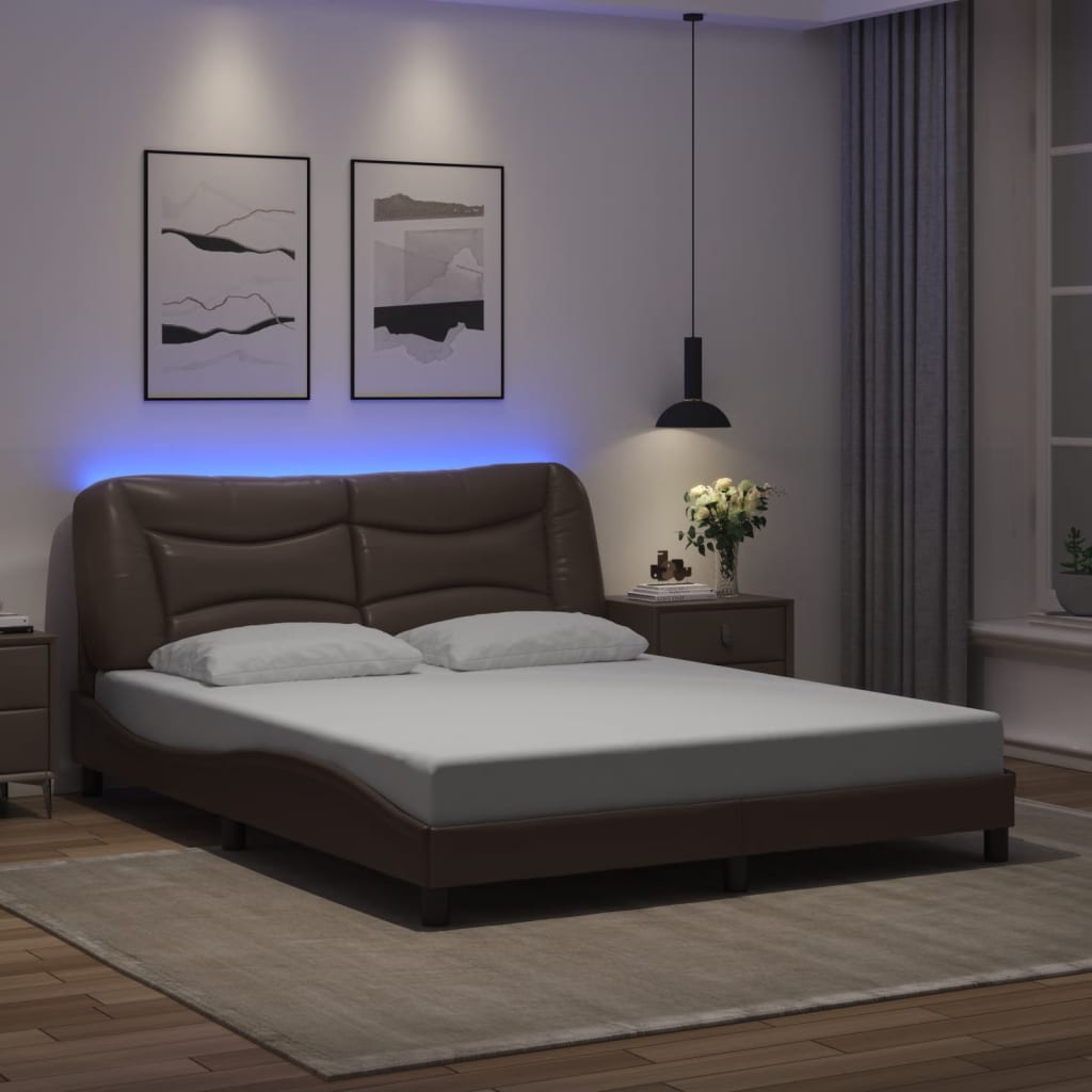 Bettgestell mit LED ohne Matratze "Hvar" Braun 160x200 cm