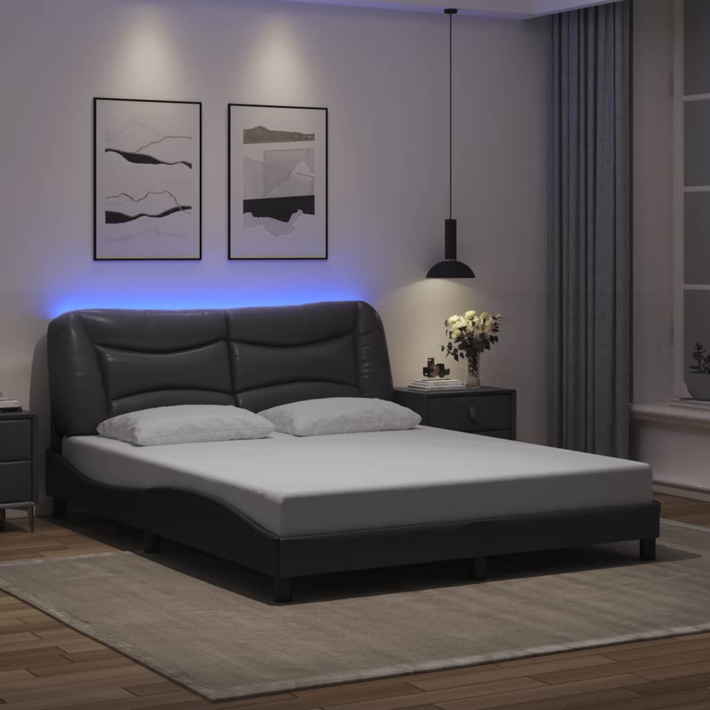 Bettgestell mit LED ohne Matratze "Hvar" Grau 160x200 cm