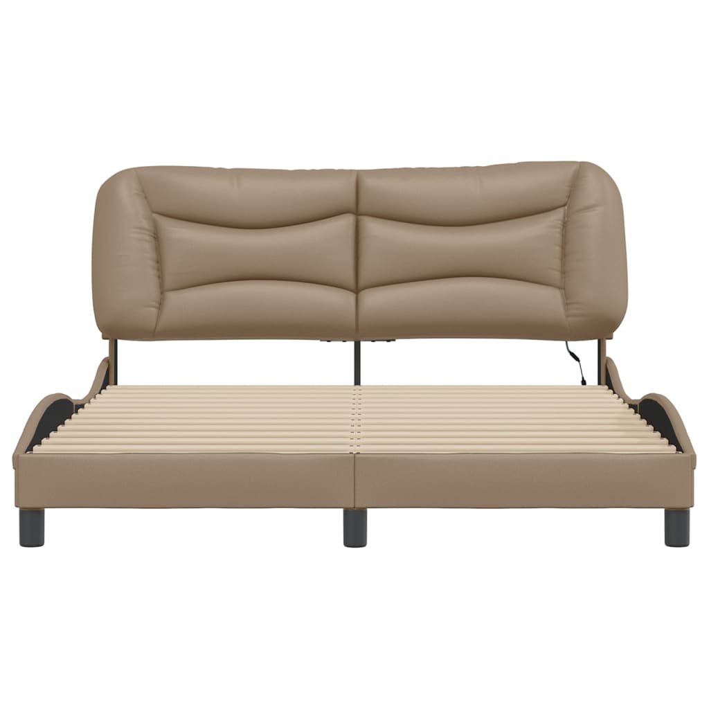 Bettgestell mit LED ohne Matratze "Hvar" Cappuccino-Braun 160x200 cm