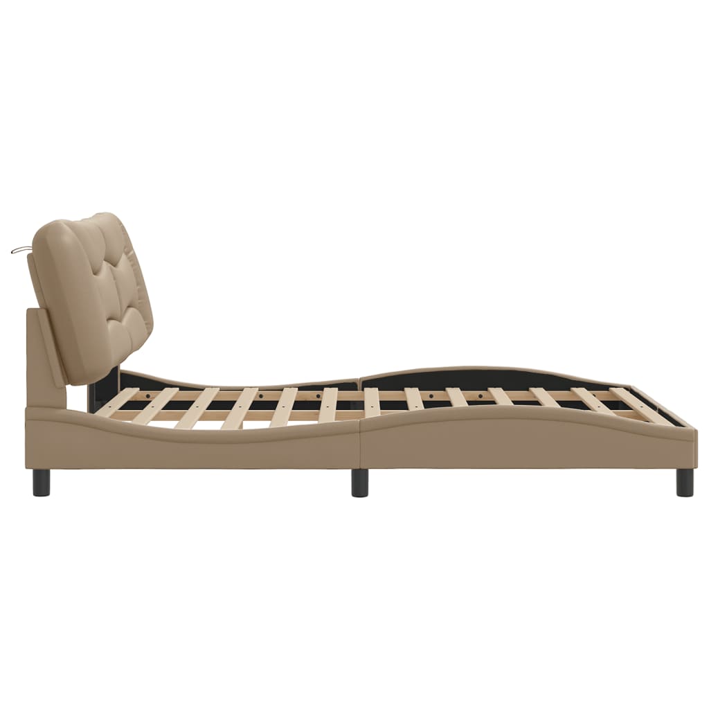 Bettgestell mit LED ohne Matratze "Hvar" Cappuccino-Braun 160x200 cm