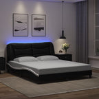 Bettgestell mit LED ohne Matratze "Hvar" Schwarz und Weiß 160x200 cm