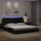 Bettgestell mit LED ohne Matratze "Hvar" Schwarz 180x200 cm