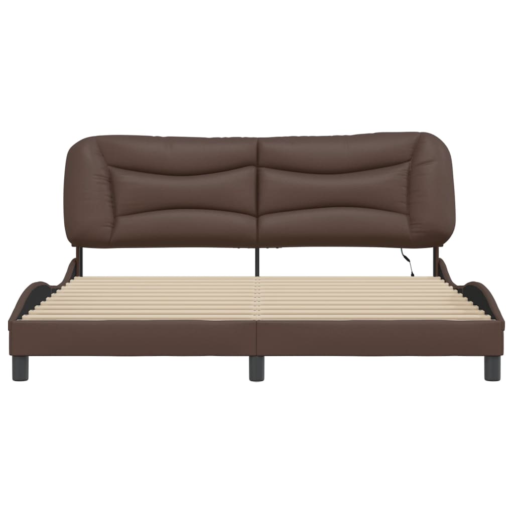 Bettgestell mit LED ohne Matratze "Hvar" Braun 180x200 cm