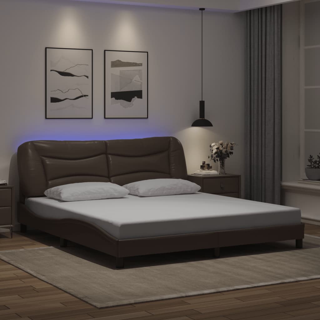 Bettgestell mit LED ohne Matratze "Hvar" Braun 180x200 cm