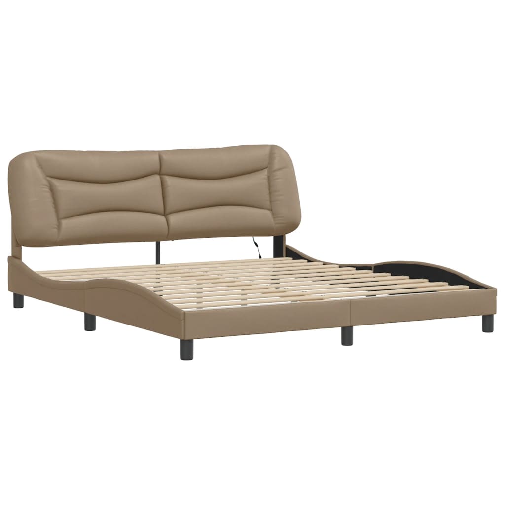 Bettgestell mit LED ohne Matratze "Hvar" Cappuccino-Braun 180x200 cm