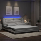 Bettgestell mit LED ohne Matratze "Hvar" Weiß und Schwarz 180x200 cm