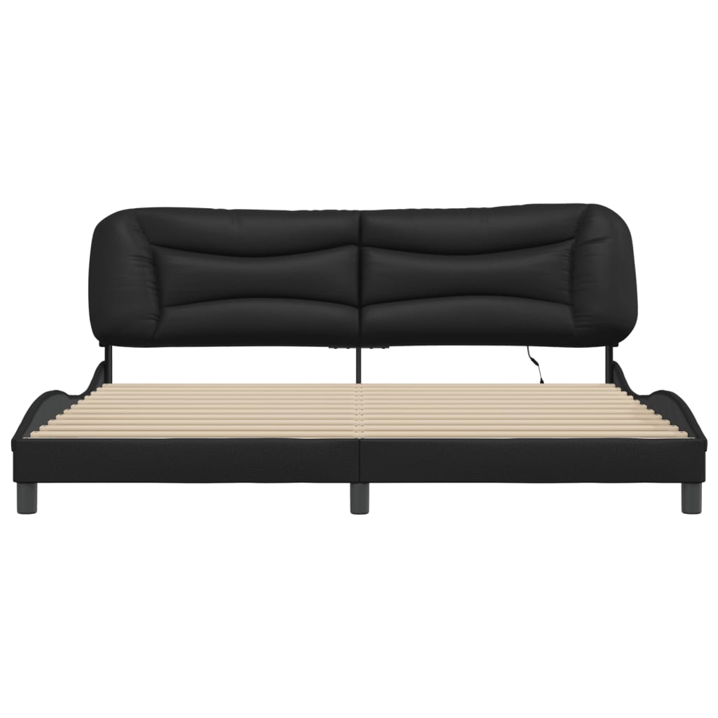 Bettgestell mit LED ohne Matratze "Hvar" Schwarz 200x200 cm