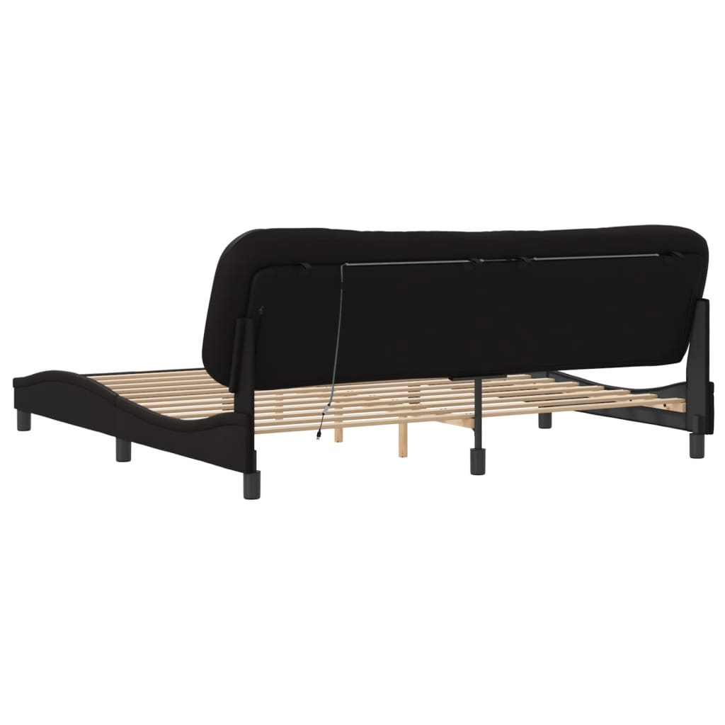 Bettgestell mit LED ohne Matratze "Hvar" Schwarz 200x200 cm