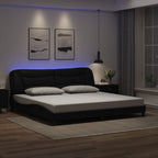 Bettgestell mit LED ohne Matratze "Hvar" Schwarz 200x200 cm