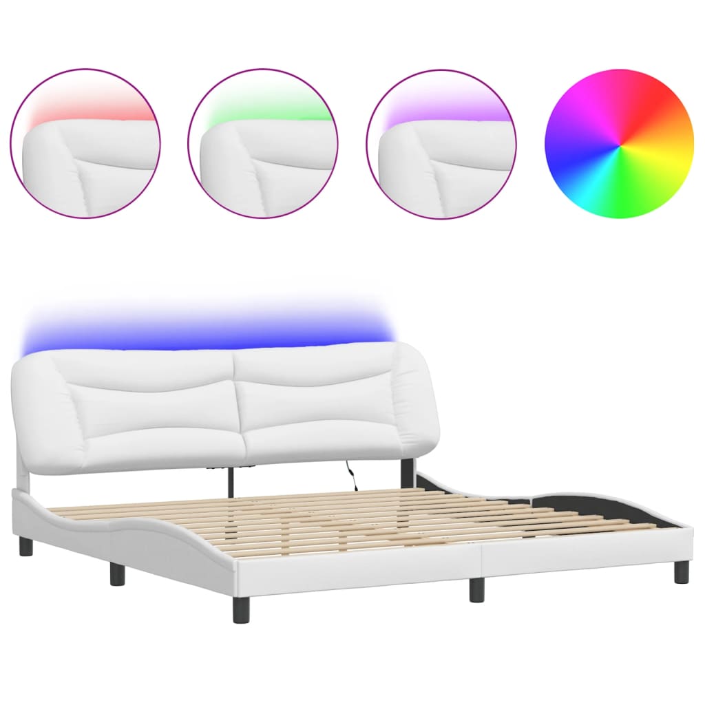 Bettgestell mit LED ohne Matratze "Hvar" Weiß 200x200 cm