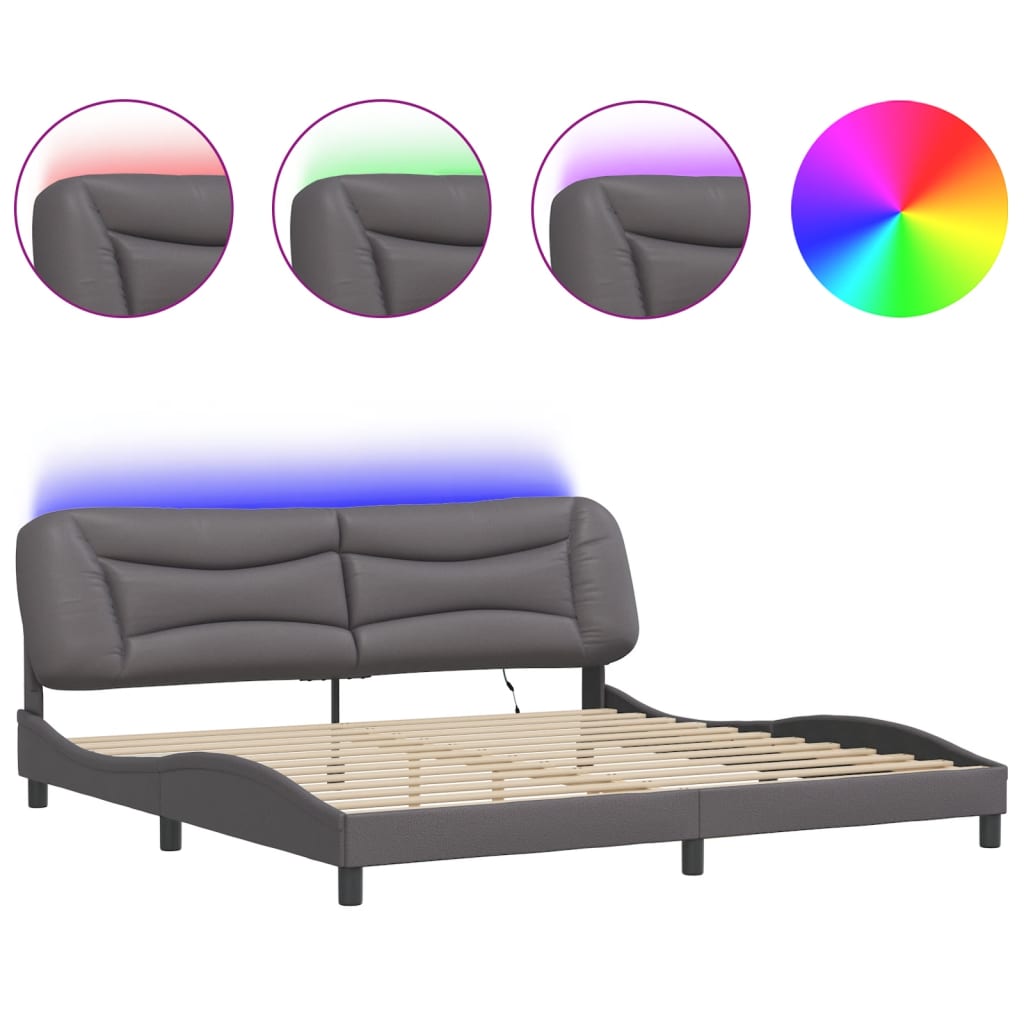 Bettgestell mit LED ohne Matratze "Hvar" Grau 200x200 cm
