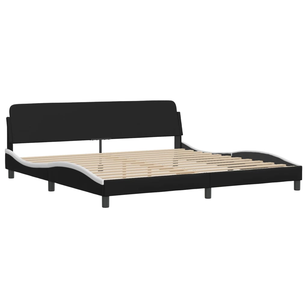 Bettgestell mit LED ohne Matratze "Hvar" Schwarz und Weiß 200x200 cm