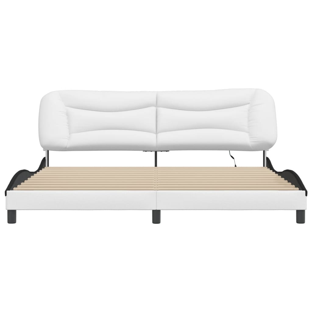 Bettgestell mit LED ohne Matratze "Hvar" Weiß und Schwarz 200x200 cm
