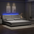 Bettgestell mit LED ohne Matratze "Hvar" Weiß und Schwarz 200x200 cm