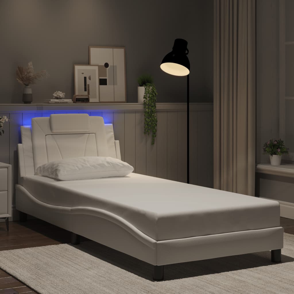 Bettgestell "Viana" mit LED ohne Matratze Weiß 80x200 cm