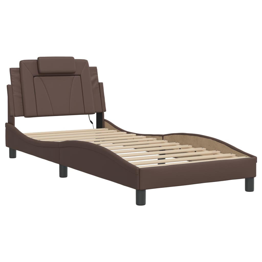 Bettgestell "Viana" mit LED ohne Matratze Braun 80x200 cm