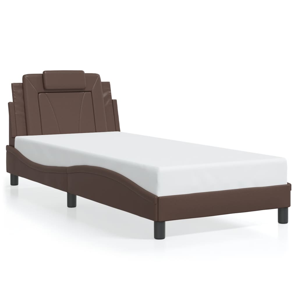 Bettgestell "Viana" mit LED ohne Matratze Braun 80x200 cm