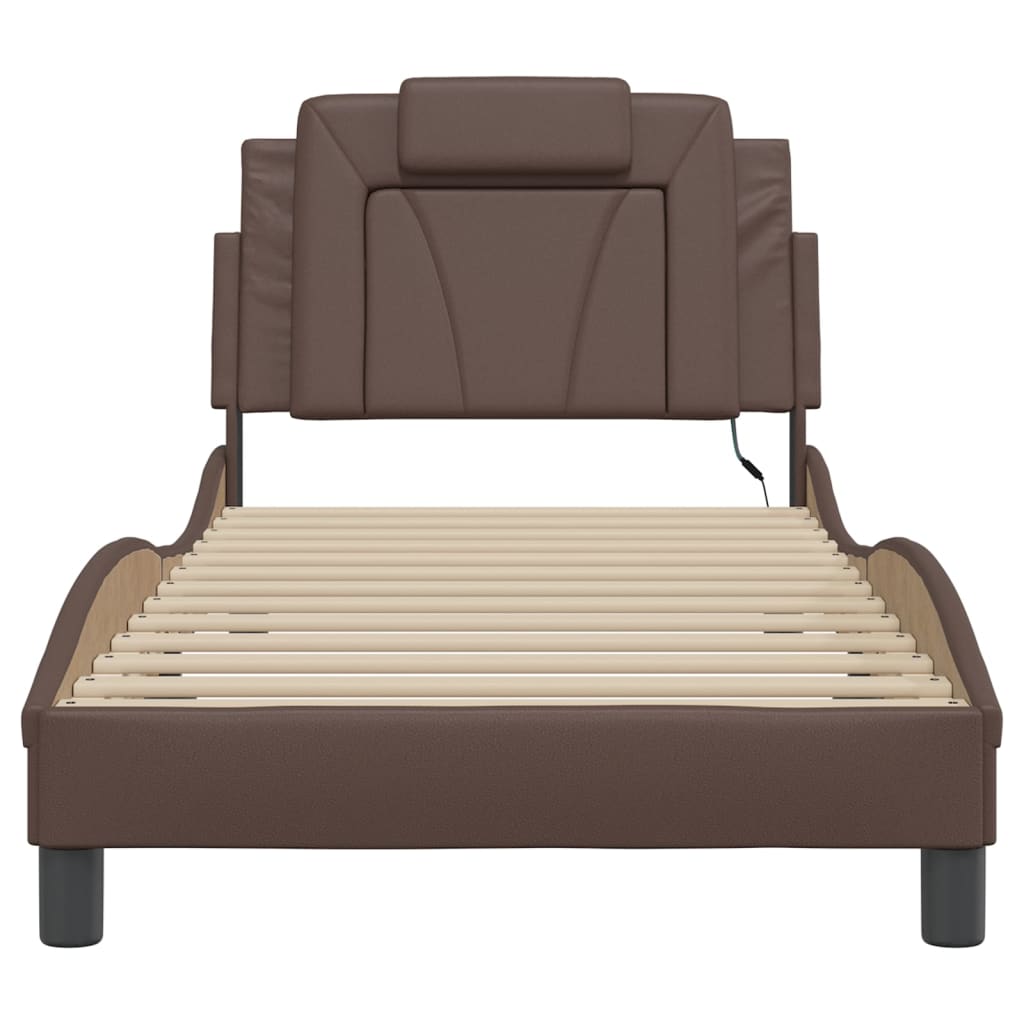 Bettgestell "Viana" mit LED ohne Matratze Braun 80x200 cm