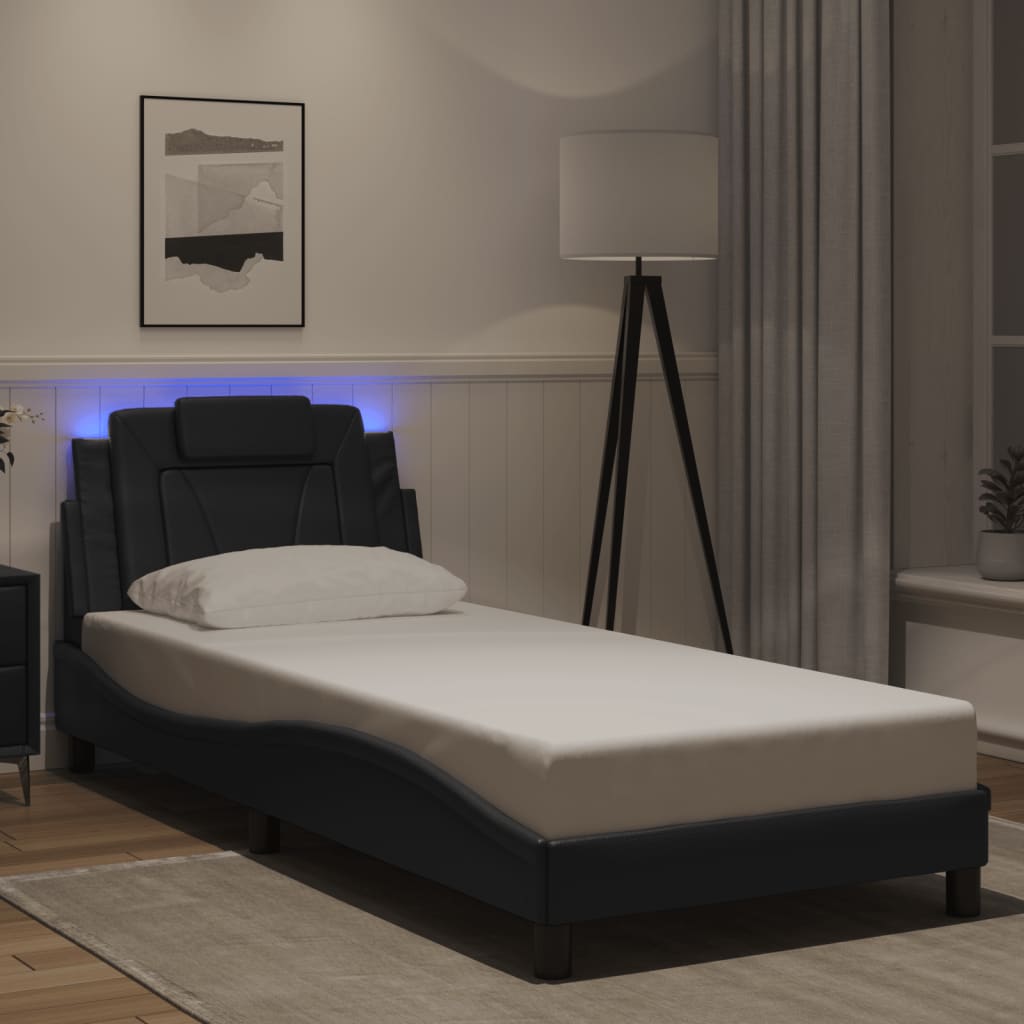 Bettgestell "Viana" mit LED ohne Matratze Schwarz 90x200 cm