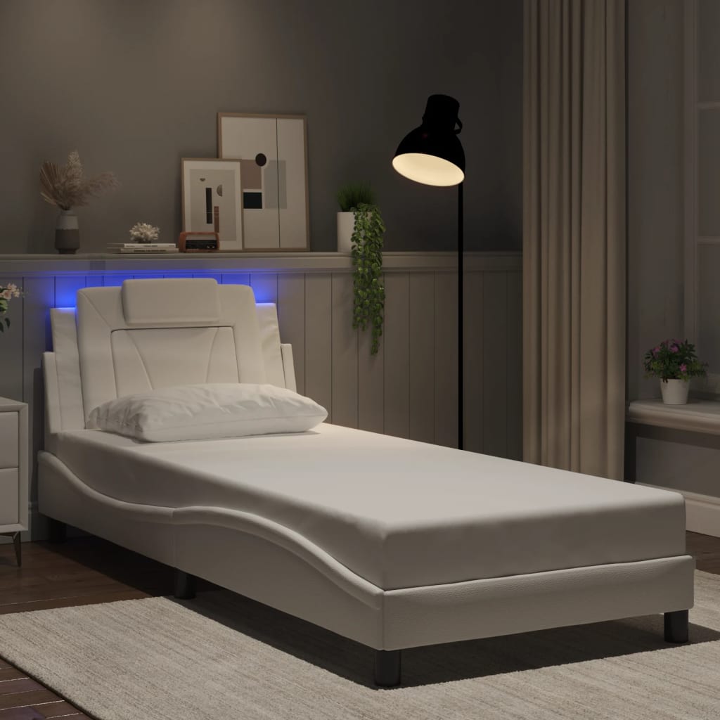 Bettgestell "Viana" mit LED ohne Matratze Weiß 90x200 cm