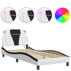 Bettgestell "Viana" mit LED ohne Matratze Weiß und Schwarz 90x200 cm