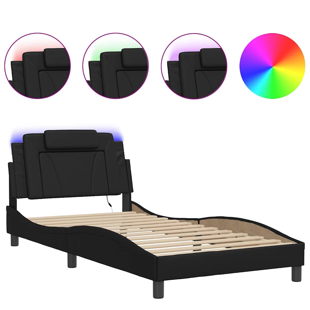 Bettgestell "Viana" mit LED ohne Matratze Schwarz 100x200 cm