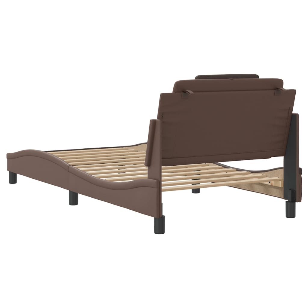 Bettgestell "Viana" mit LED ohne Matratze Braun 100x200 cm