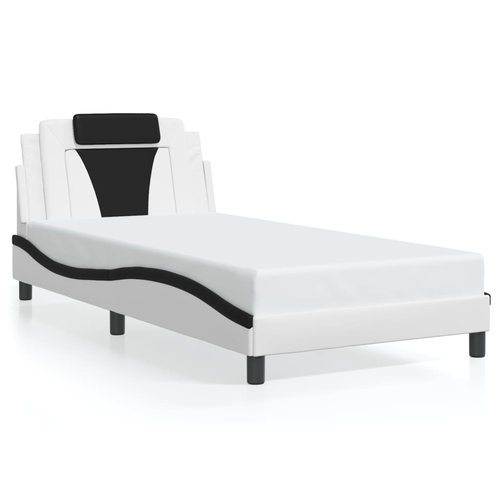 Bettgestell "Viana" mit LED ohne Matratze Weiß und Schwarz 100x200 cm