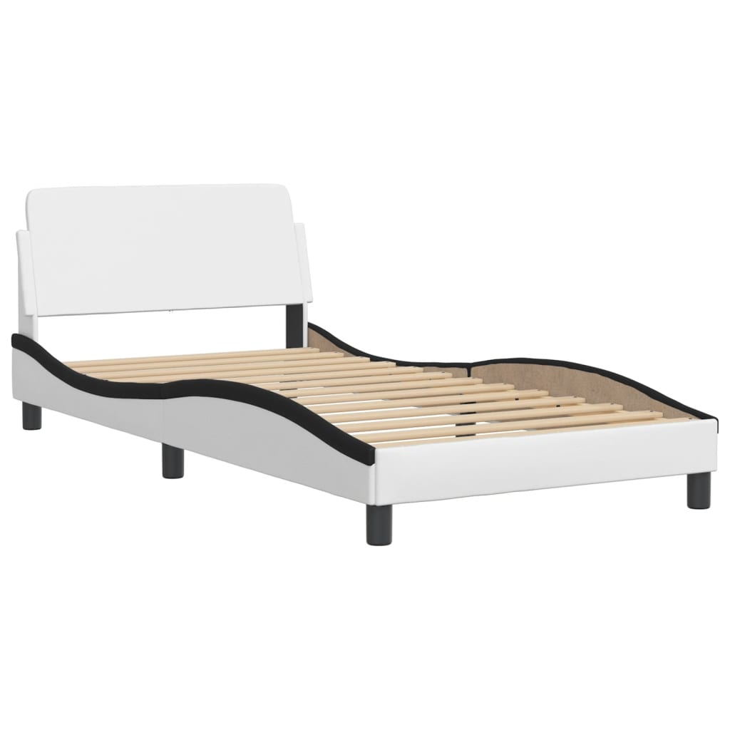 Bettgestell "Viana" mit LED ohne Matratze Weiß und Schwarz 100x200 cm