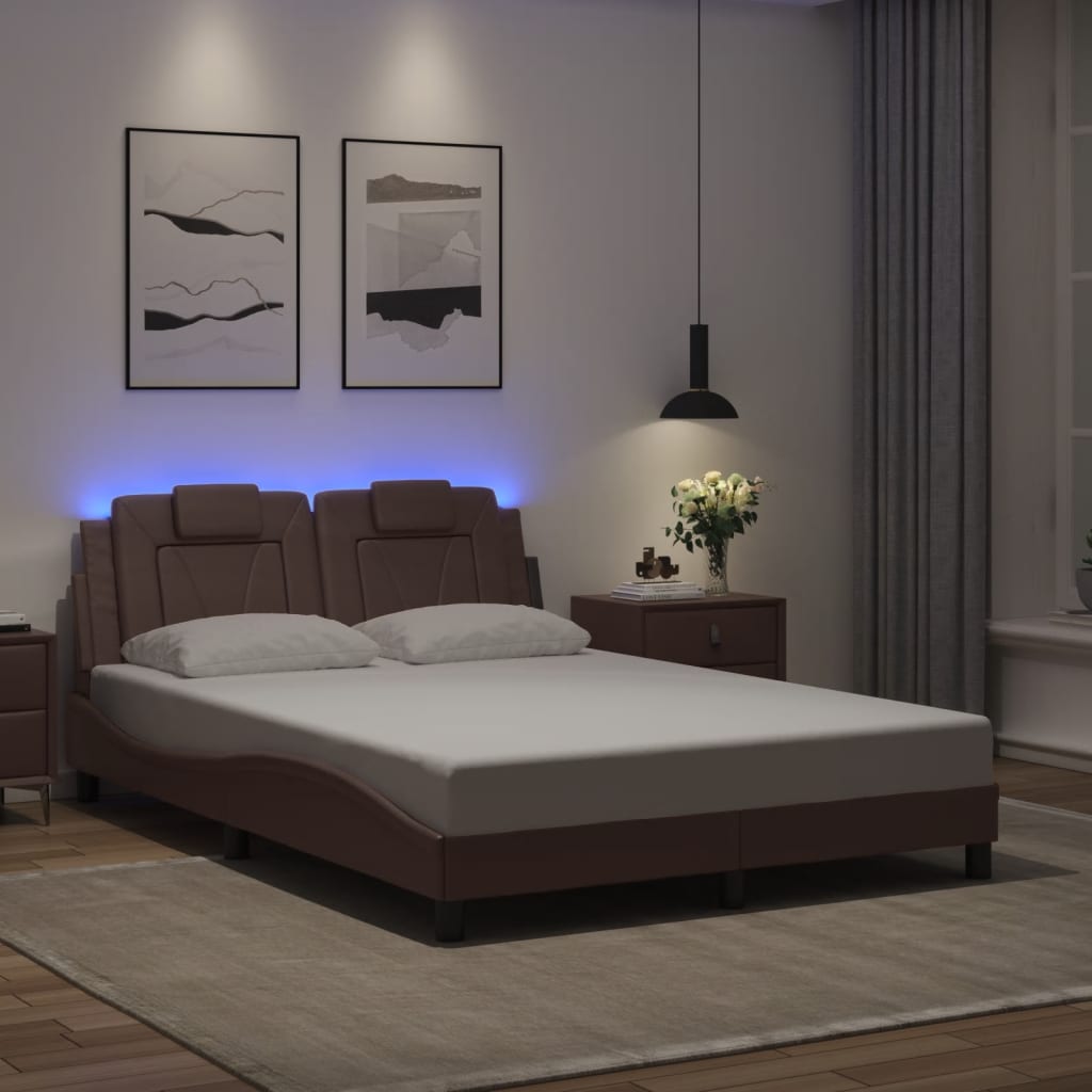 Bettgestell "Viana" mit LED ohne Matratze Braun 120x200 cm