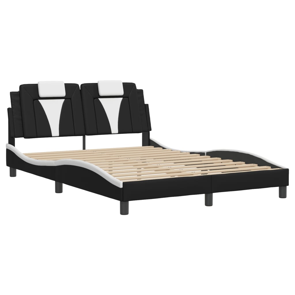 Bettgestell "Viana" mit LED ohne Matratze Schwarz und Weiß 140x190 cm