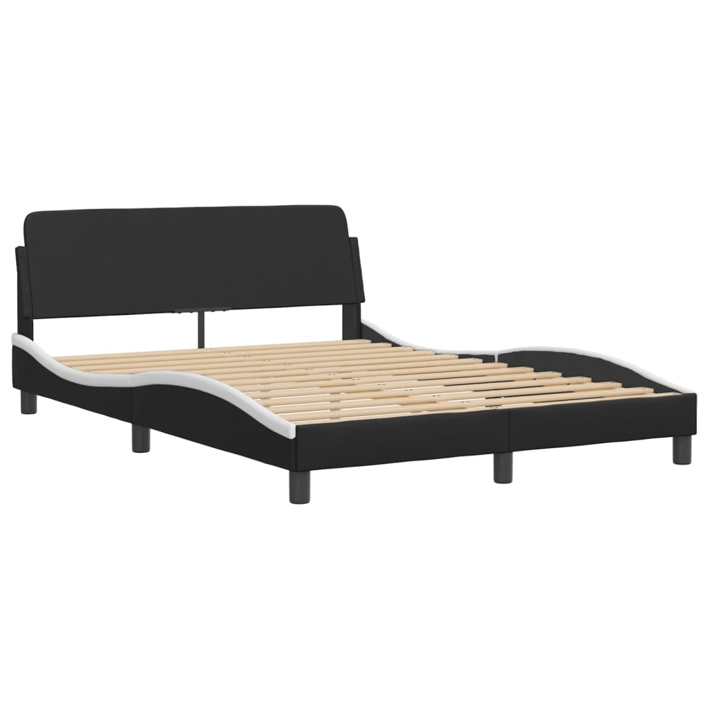 Bettgestell "Viana" mit LED ohne Matratze Schwarz und Weiß 140x190 cm