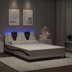 Bettgestell "Viana" mit LED ohne Matratze Weiß und Schwarz 140x190 cm