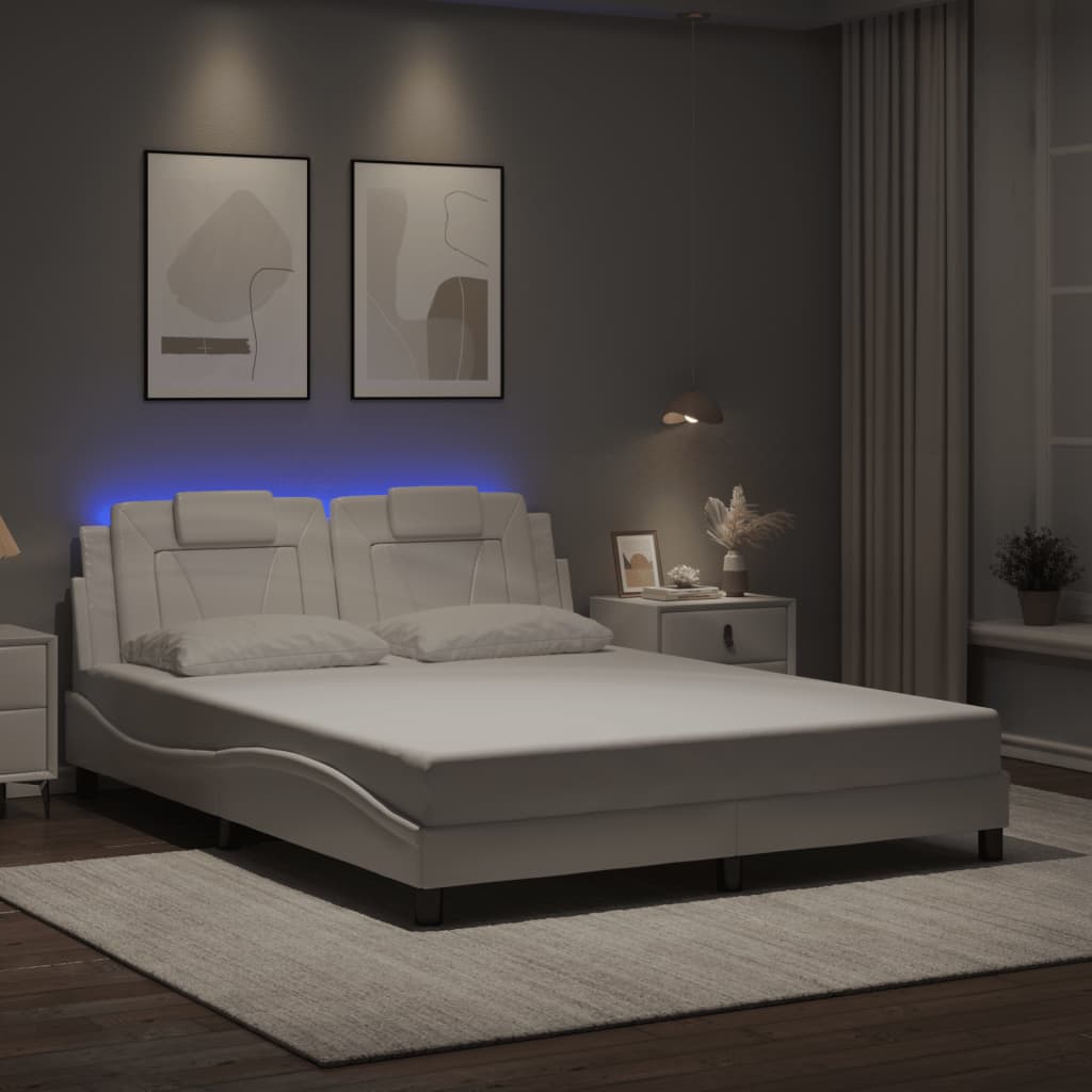 Bettgestell "Viana" mit LED ohne Matratze Weiß 160x200 cm
