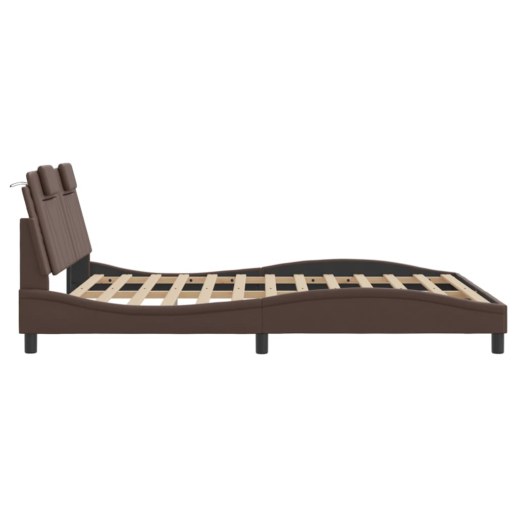 Bettgestell "Viana" mit LED ohne Matratze Braun 160x200 cm