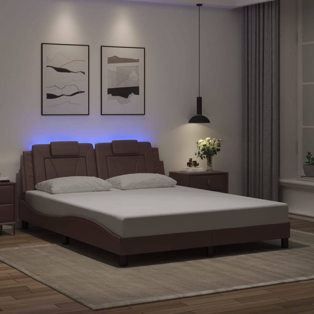 Bettgestell "Viana" mit LED ohne Matratze Braun 160x200 cm