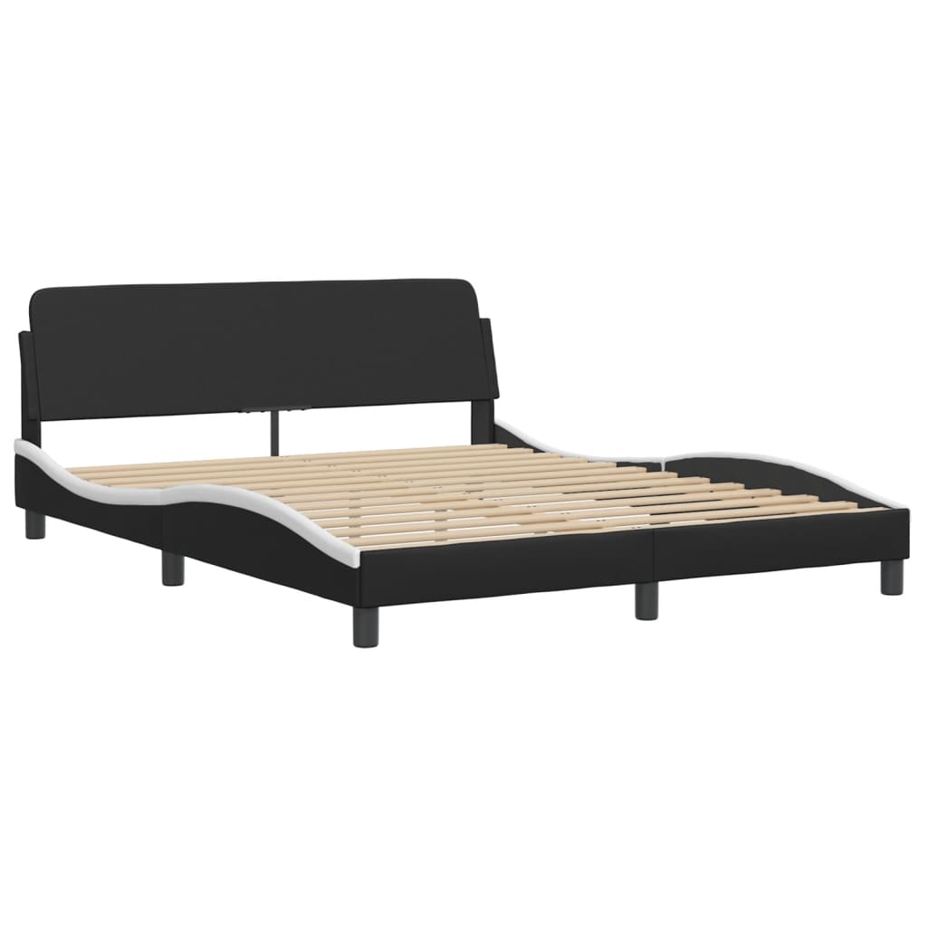 Bettgestell "Viana" mit LED ohne Matratze Schwarz und Weiß 160x200 cm