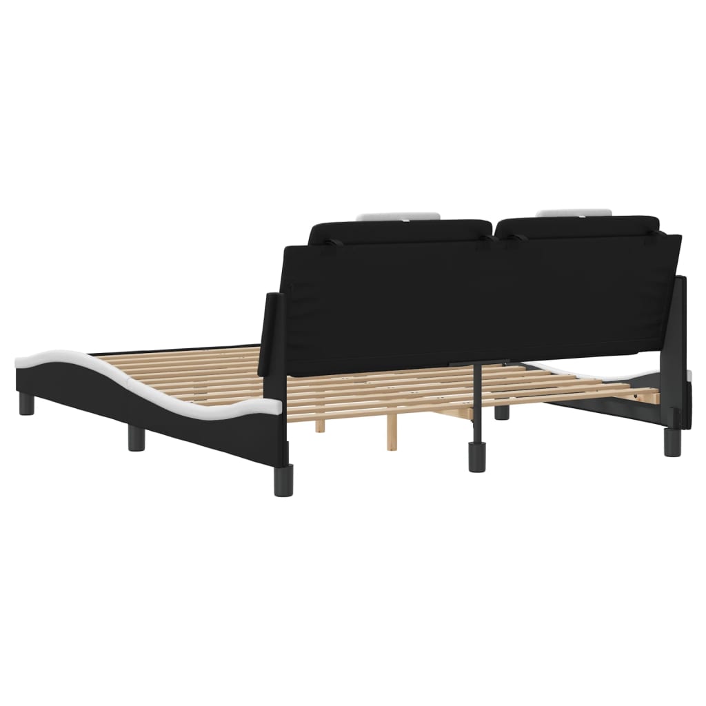 Bettgestell "Viana" mit LED ohne Matratze Schwarz und Weiß 160x200 cm
