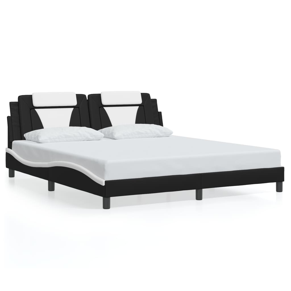 Bettgestell "Viana" mit LED ohne Matratze Schwarz und Weiß 180x200 cm