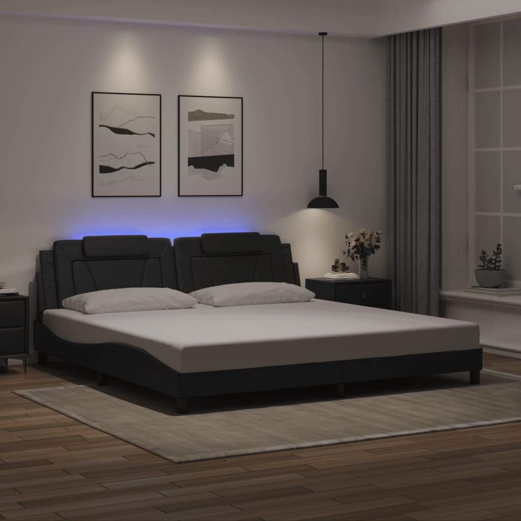 Bettgestell "Viana" mit LED ohne Matratze Schwarz 200x200 cm