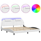 Bettgestell "Viana" mit LED ohne Matratze Weiß 200x200 cm