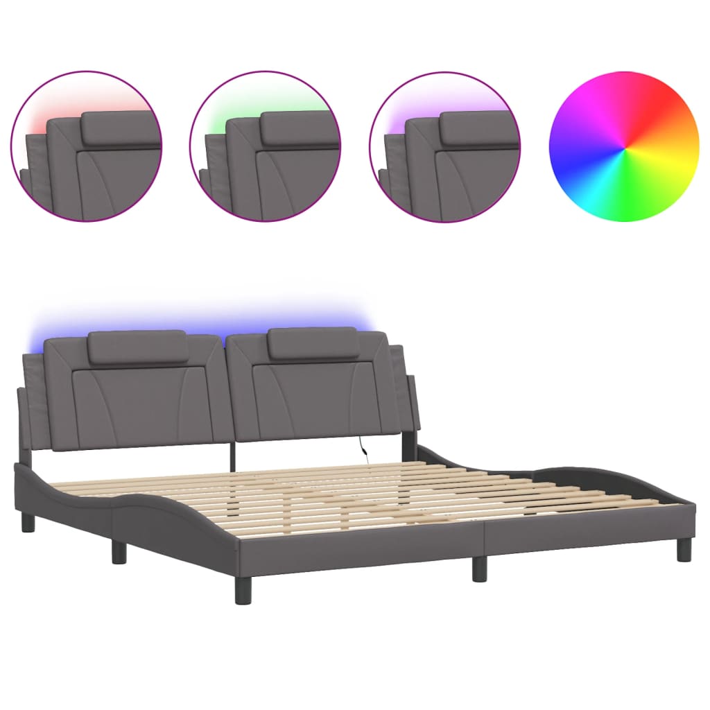 Bettgestell "Viana" mit LED ohne Matratze Grau 200x200 cm