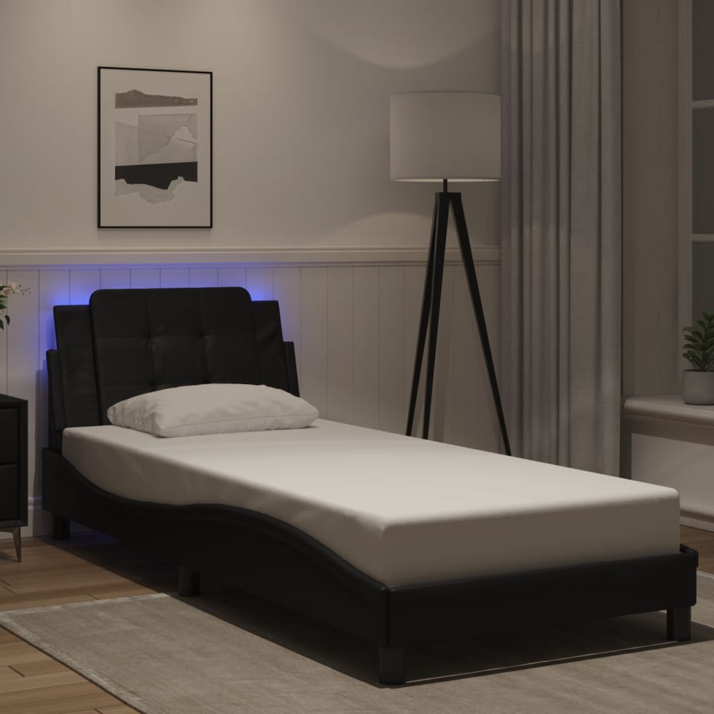 Bettgestell mit LED ohne Matratze "Zadar" Schwarz 80x200 cm