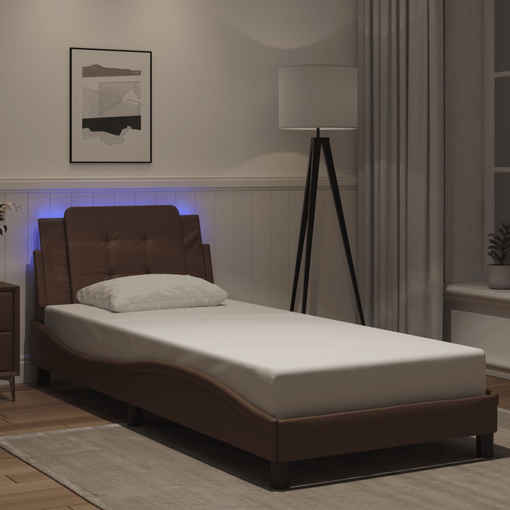 Bettgestell mit LED ohne Matratze "Zadar" Braun 80x200 cm
