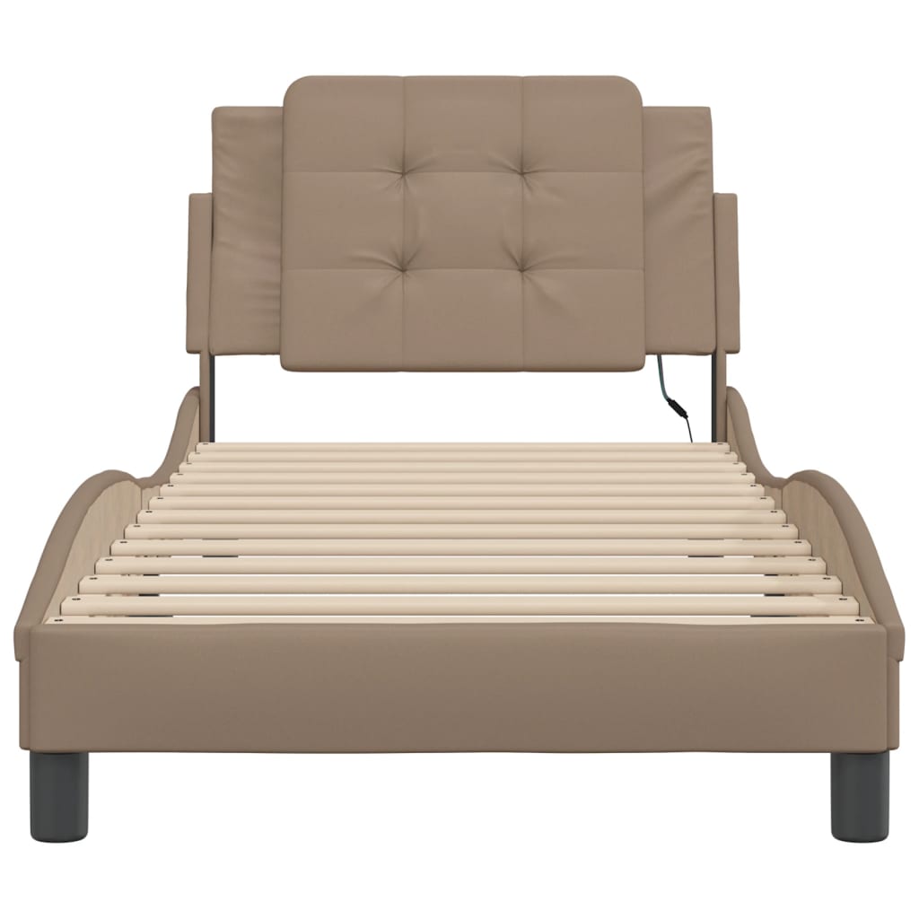 Bettgestell mit LED ohne Matratze "Zadar" Cappuccino-Braun 90x190 cm