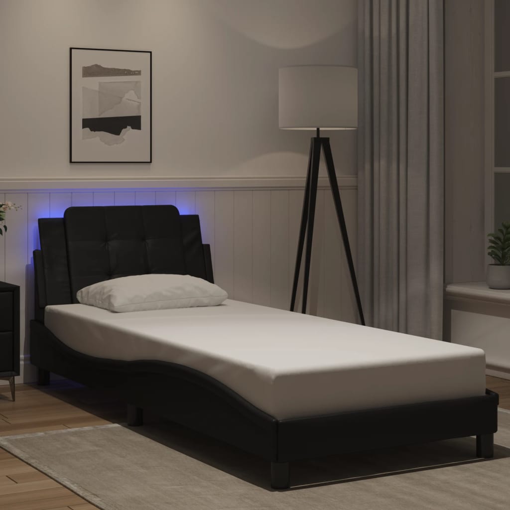 Bettgestell mit LED ohne Matratze "Zadar" Schwarz 90x200 cm