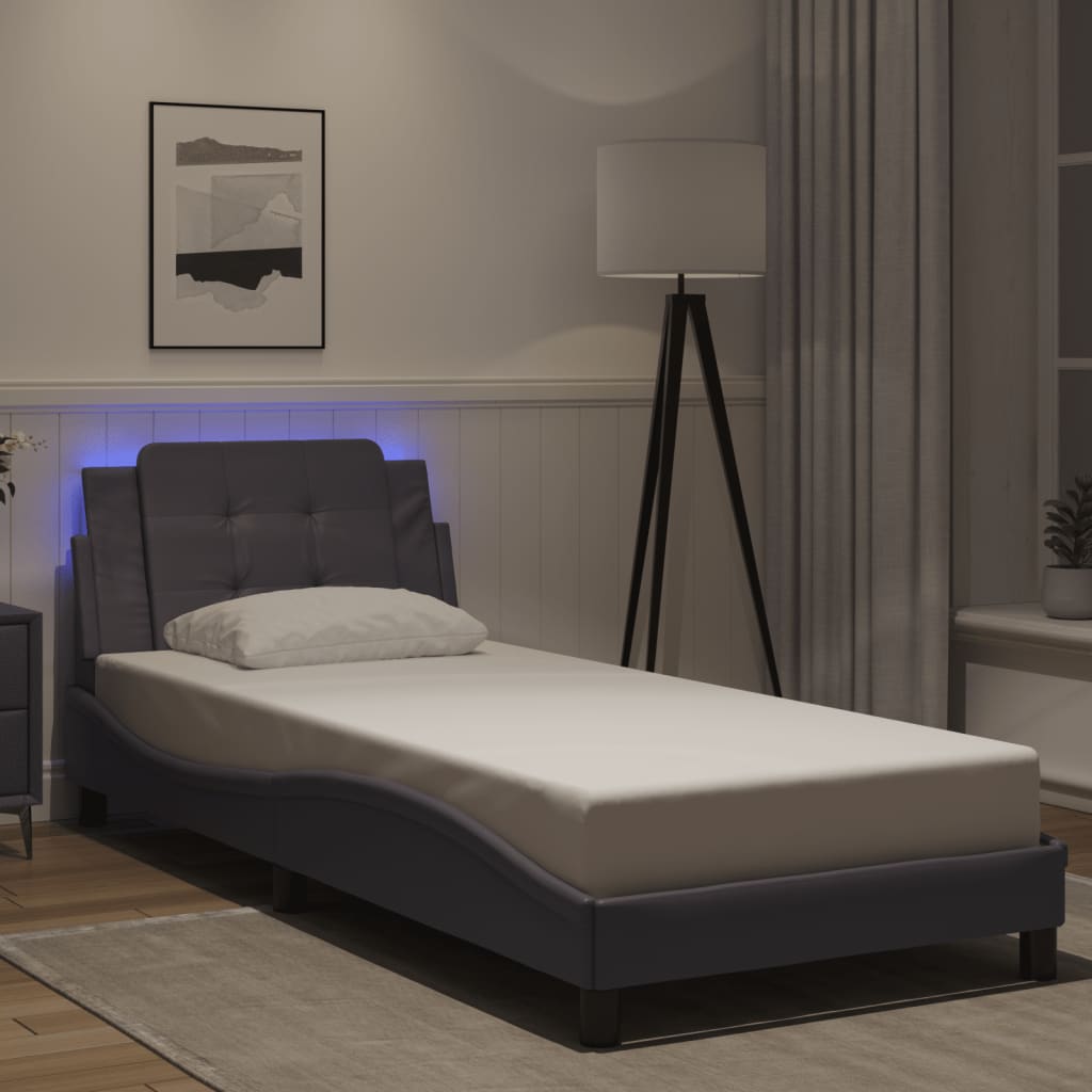 Bettgestell mit LED ohne Matratze "Zadar" Grau 90x200 cm