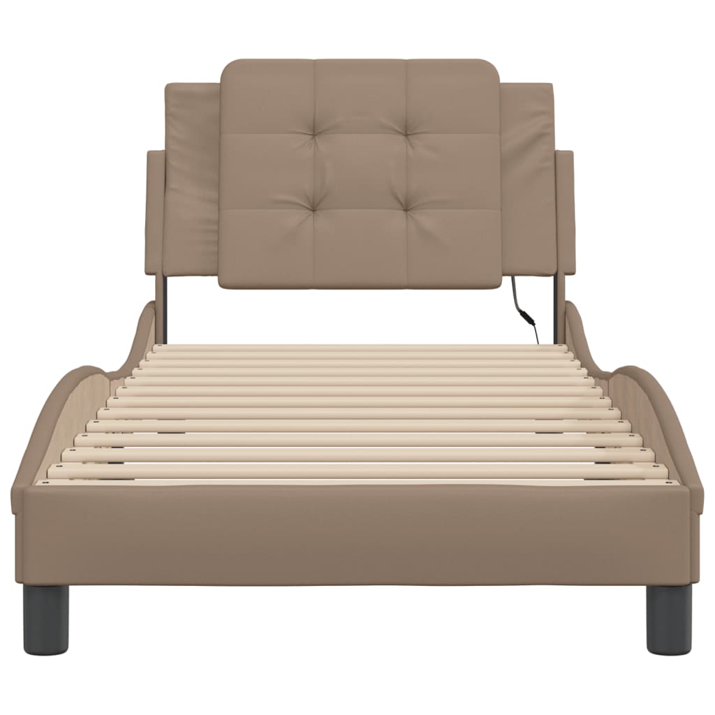 Bettgestell mit LED ohne Matratze "Zadar" Cappuccino-Braun 90x200 cm