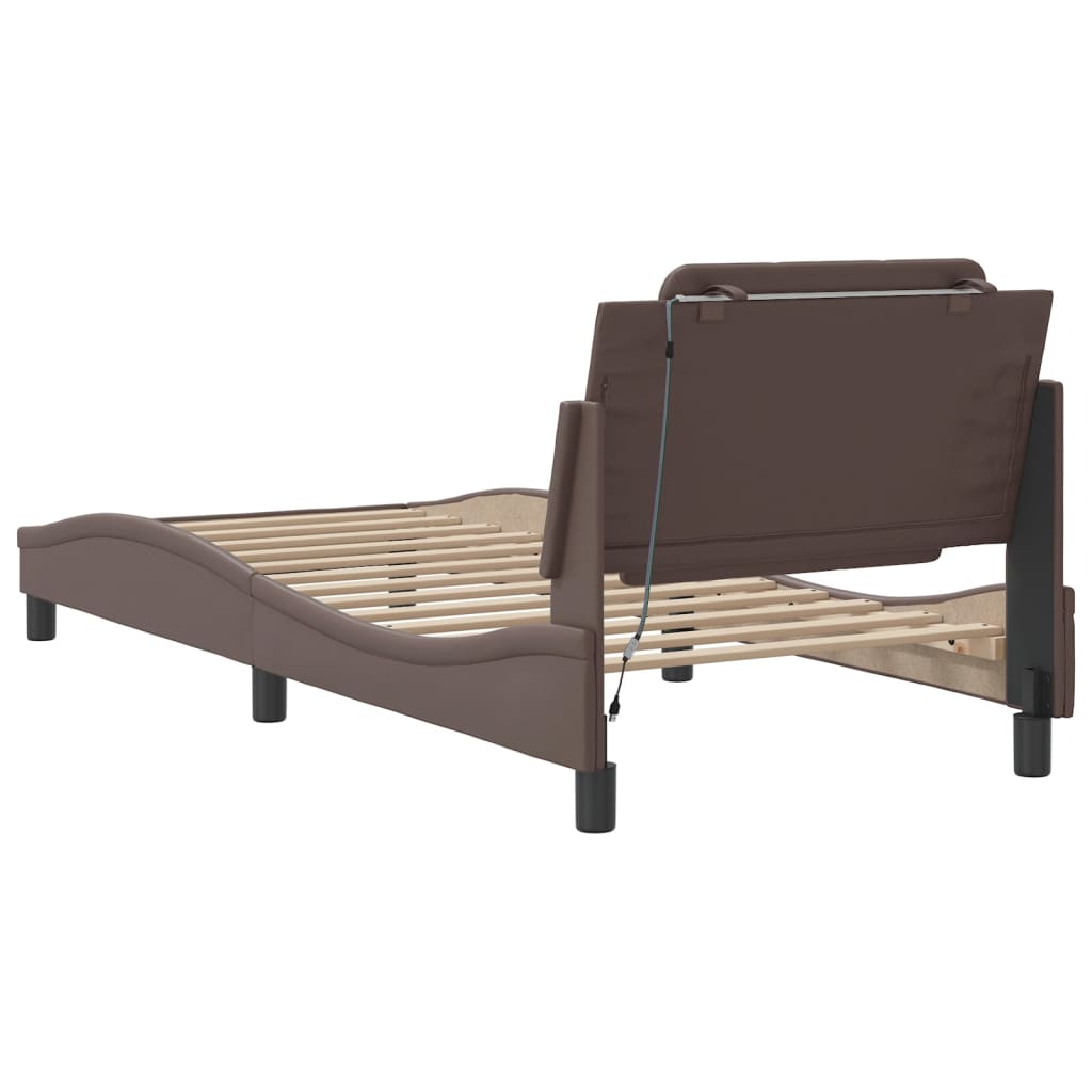 Bettgestell mit LED ohne Matratze "Zadar" Braun 100x200 cm