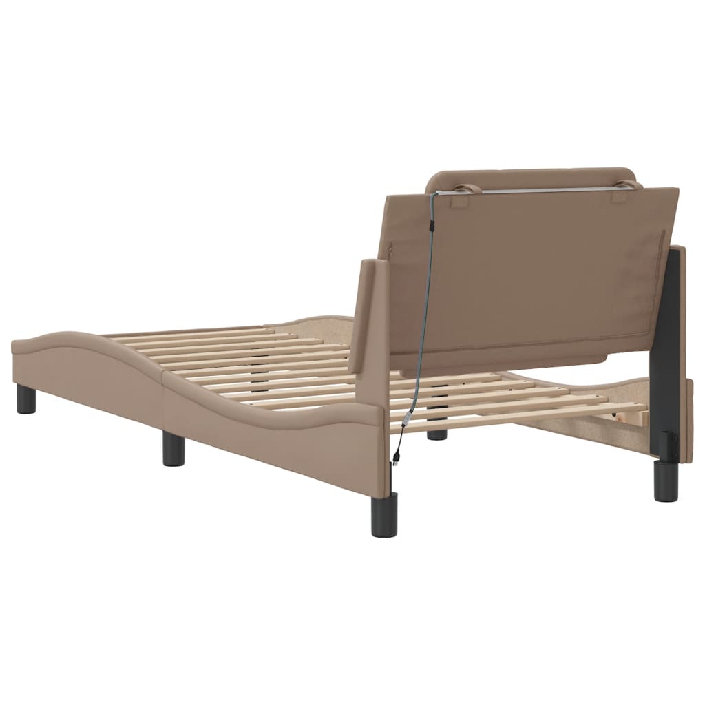 Bettgestell mit LED ohne Matratze "Zadar" Cappuccino-Braun 100x200 cm